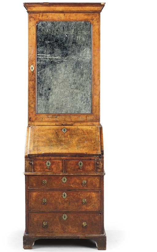 A GEORGE I WALNUT BUREAU-CABINET