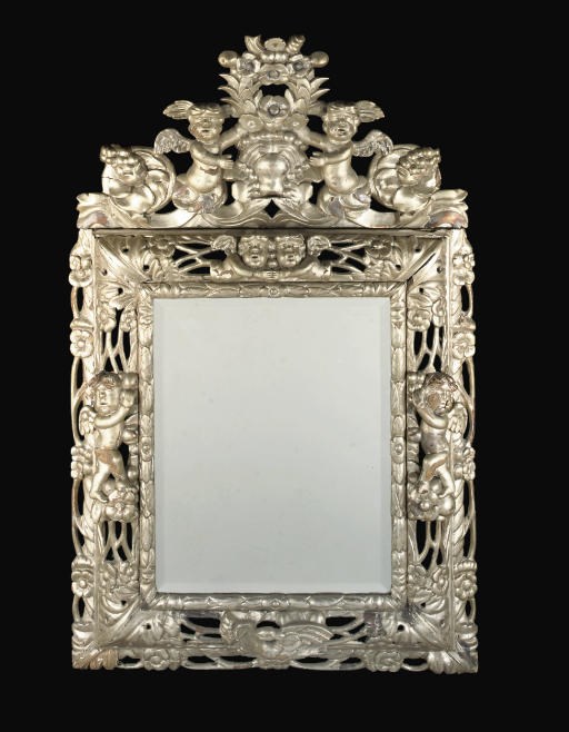 A CHARLES II SILVERED MIRROR