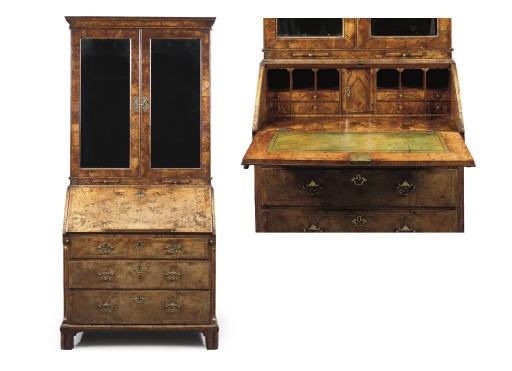 A GEORGE I WALNUT BUREAU-CABINET