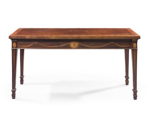 A GEORGE III MAHOGANY, SABICU AND MARQUETRY SERVING-TABLE