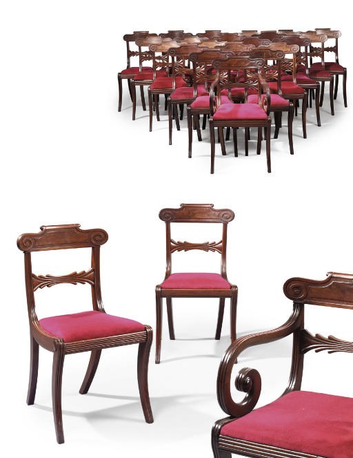 A MATCHED SET OF TWENTY-FOUR REGENCY MAHOGANY DINING-CHAIRS