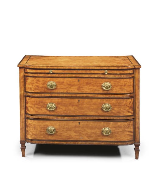 A GEORGE III SATINWOOD BOWFRONT CHEST
