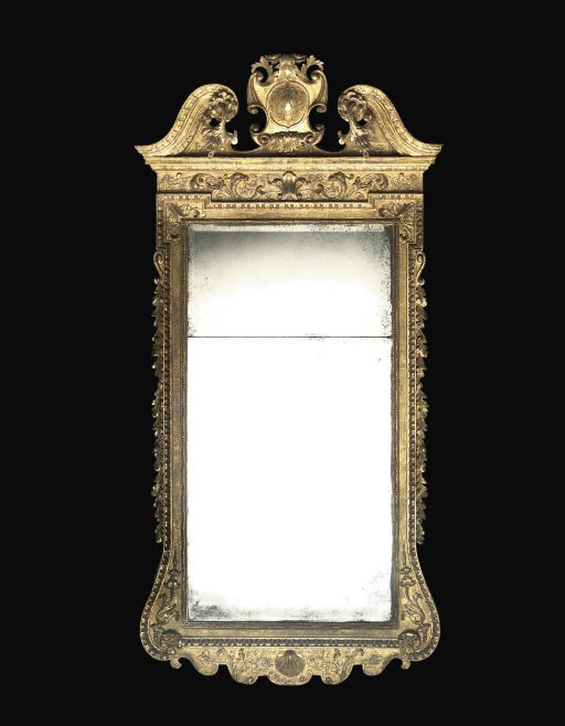 A GEORGE II GILTWOOD AND GILT-GESSO PIER GLASS