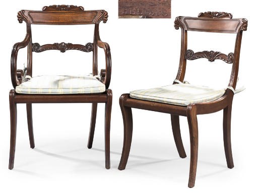 A SET OF TWELVE REGENCY MAHOGANY DINING-CHAIRS