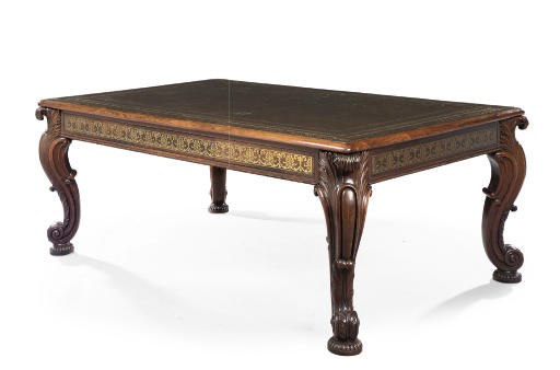 A WILLIAM IV BRASS-INLAID ROSEWOOD WRITING-TABLE
