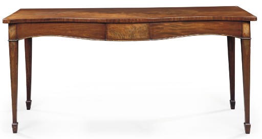 A GEORGE III MAHOGANY SERPENTINE SERVING-TABLE
