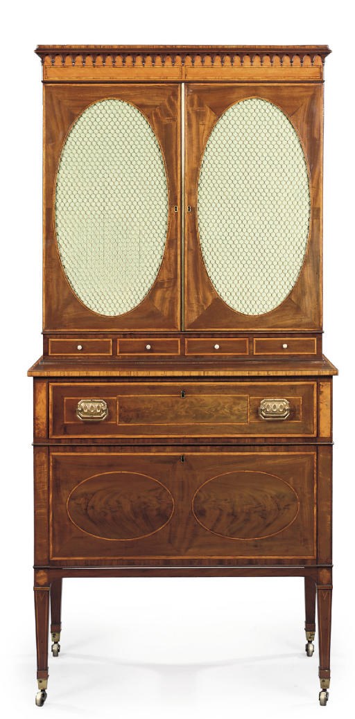 A GEORGE III MAHOGANY SECRETAIRE-CABINET