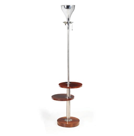 AN ART DECO CHROMIUM PLATED UPLIGHTER & OCCASIONAL TABLE