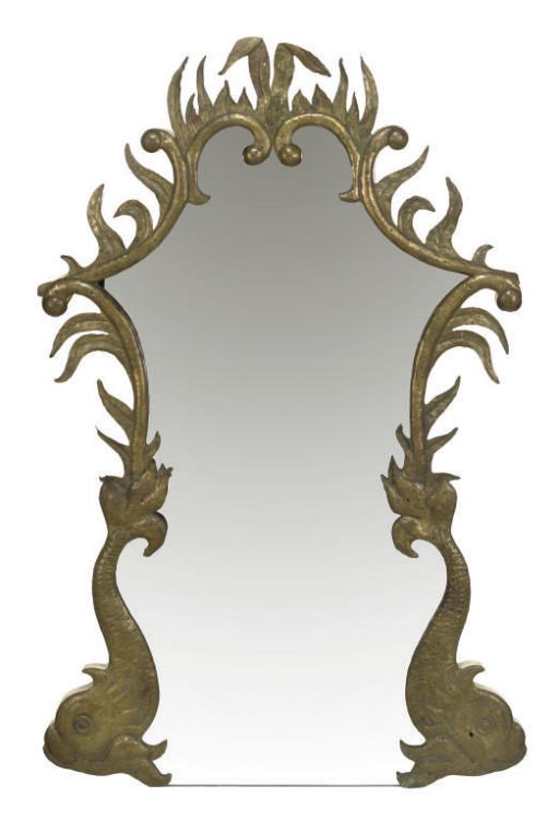 A BRASS WALL MIRROR