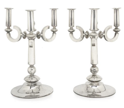 A LARGE PAIR OF ART DECO-STYLE POST WAR CANDELABRA