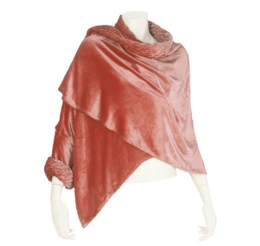 JEAN PATOU, A MELON RED VELVET WRAP