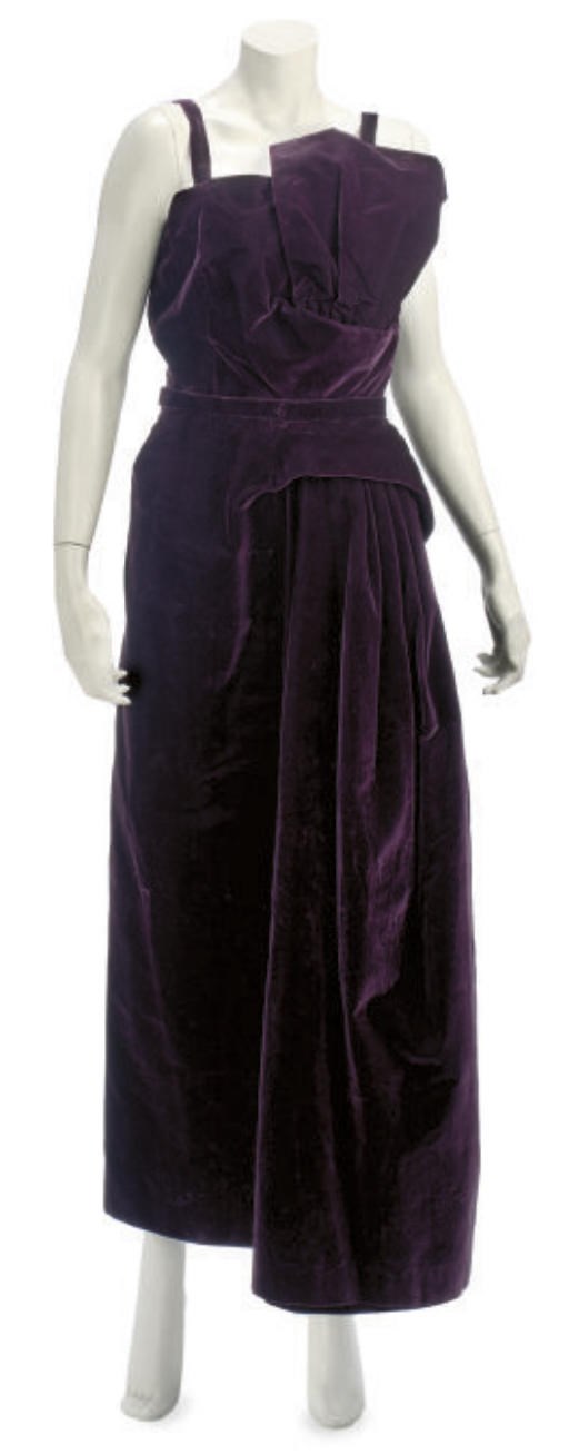 JEAN PATOU, A PLUM VELVET EVENING GOWN, 1950s