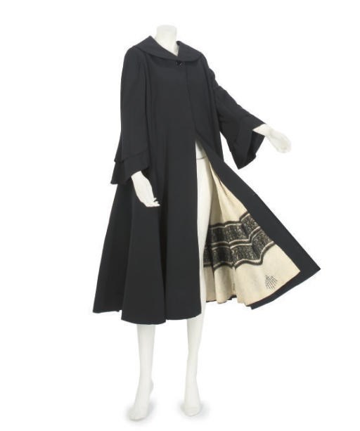 FONTANA, A BLACK SILK EVENING COAT, LATE 1950S