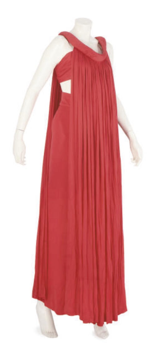 MADAME GRÈS, A RED SILK JERSEY EVENING ENSEMBLE