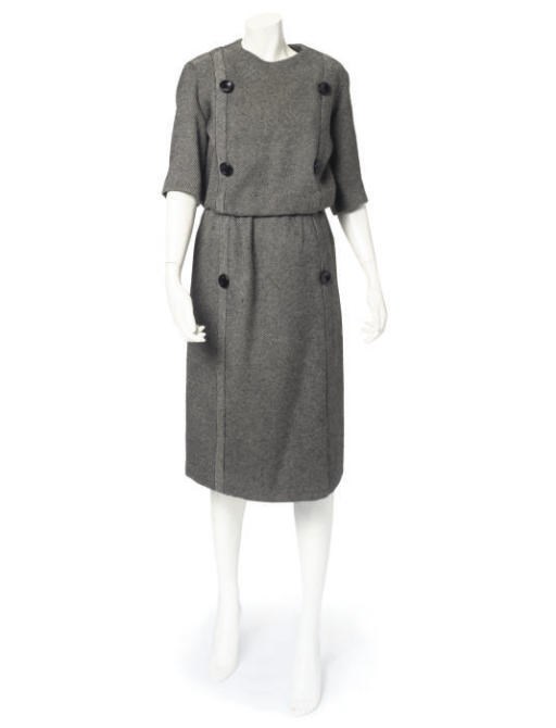 CHRISTIAN DIOR LONDON, A GREY WOOL DRESS, 1958