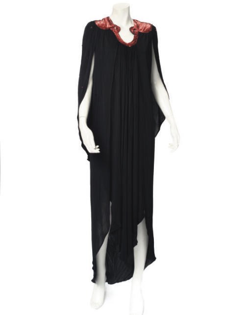 OSSIE CLARK, A BLACK MAXI DRESS