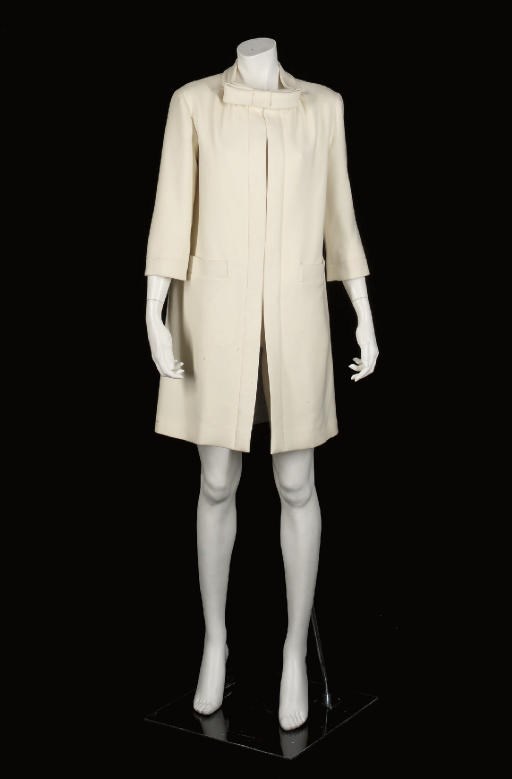 ANDRE COURREGES, AN EVENING ENSEMBLE AND A BLACK DRESS, 1970s
