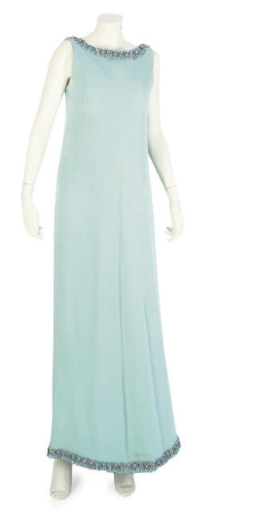 PATOU COUTURE, A TURQUOISE EVENING GOWN, 1960S