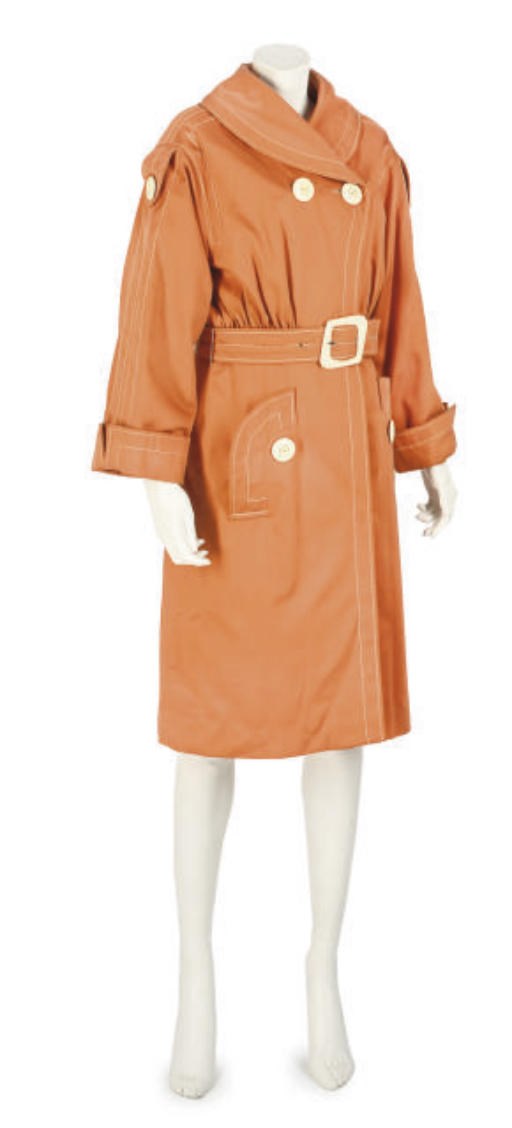 BILL GIBB, A TANGERINE COAT DRESS