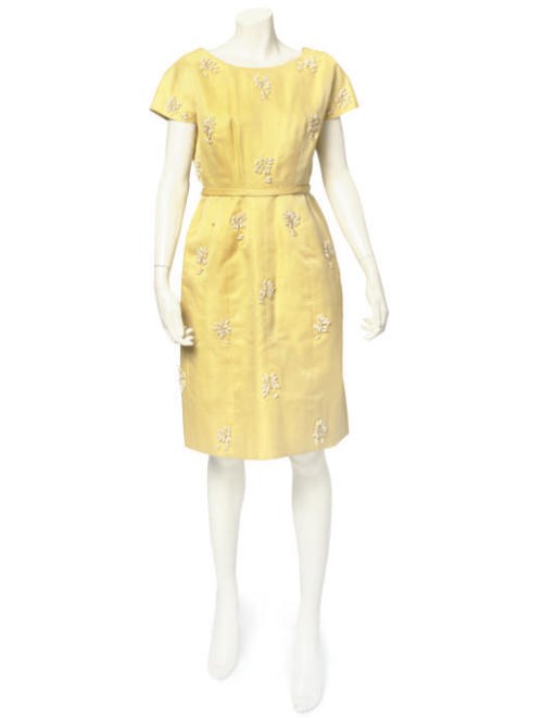 GIVENCHY COUTURE, A LEMON YELLOW DRESS, CIRCA 1966