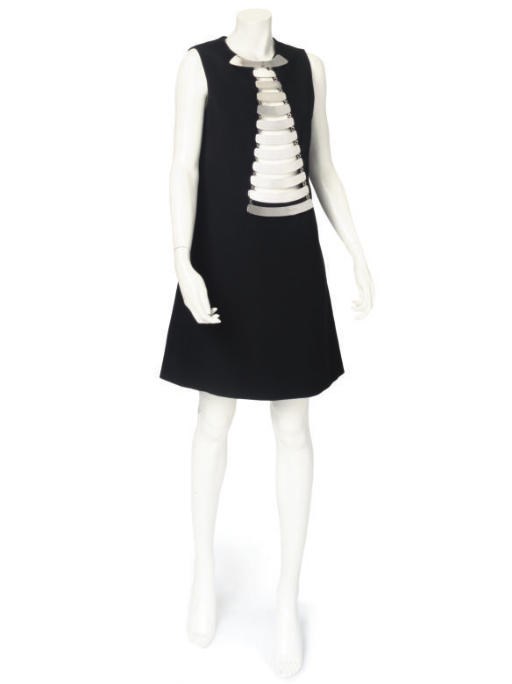 PIERRE CARDIN, A BLACK WOOL MINIDRESS, CIRCA 1968