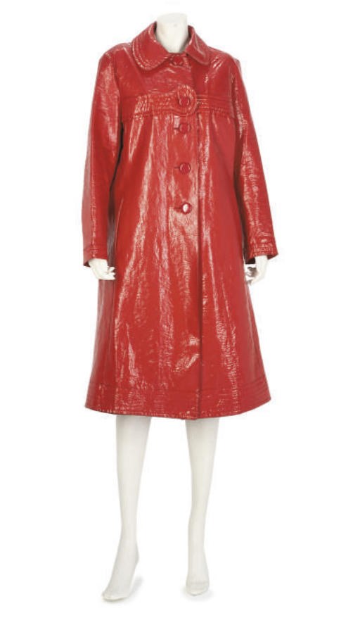 PIERRE CARDIN, A CHERRY RED PVC COAT, 1960s