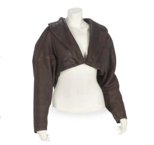 AZZEDINE ALAIA, A BROWN LEATHER JACKET