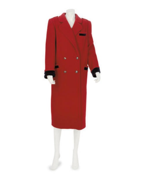 VALENTINO, A RED WOOL MILITARY-STYLE COAT, 1980S