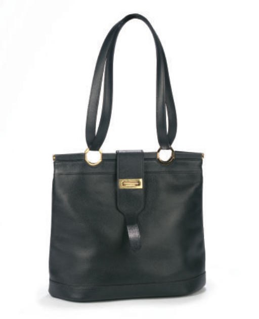 HERMÈS, A NAVY LEATHER HANDBAG, PROBABLY 1970S