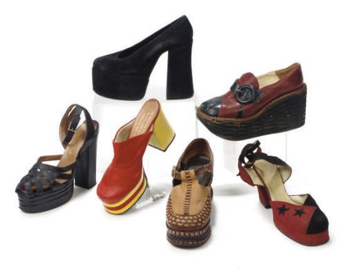A GROUP OF PLATFORM SHOES, 1970s