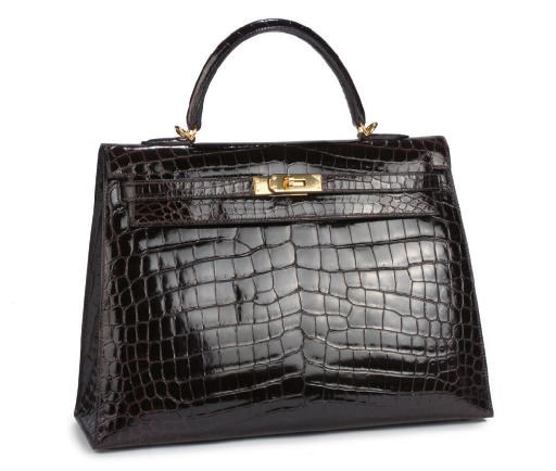 HERMÈS, A BROWN CROCODILE KELLY BAG