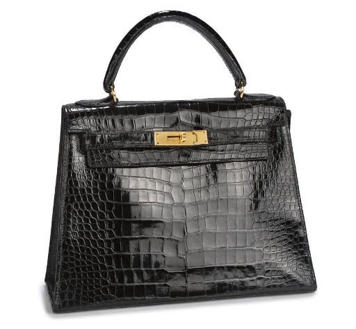 HERMÈS, A BLACK CROCODILE KELLY BAG