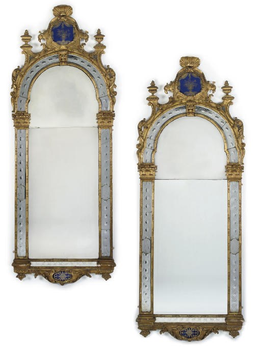 A PAIR OF GEORGE I GILTWOOD AND GESSO PIER GLASSES