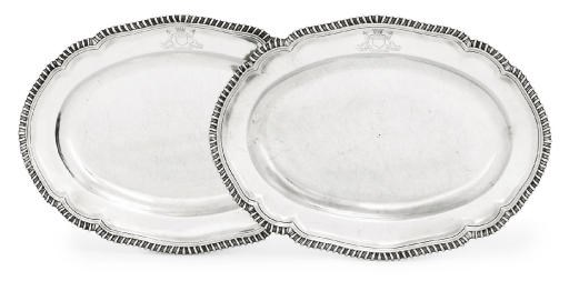 A PAIR OF GEORGE III IRISH SILVER MEAT-DISHES FROM THE EARL OF DROGHEDA SERVICE