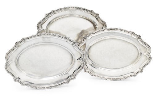 A SET OF THREE GEORGE II SILVER MEAT-DISHES