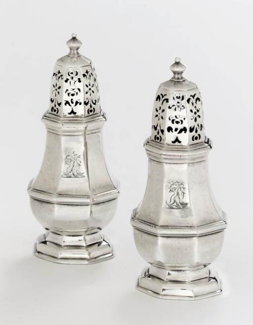A PAIR OF GEORGE I SILVER CASTERS