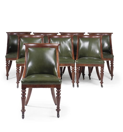 A SET OF EIGHT WILLIAM IV MAHOGANY SIDE CHAIRS