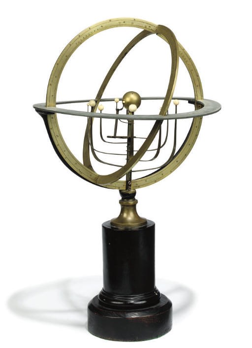A FRENCH BRASS AND STEEL ARMILLARY SPHERE
