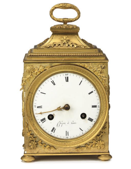 A FRENCH ORMOLU PENDULE D'OFFICIER STYLE STRIKING MANTEL CLOCK