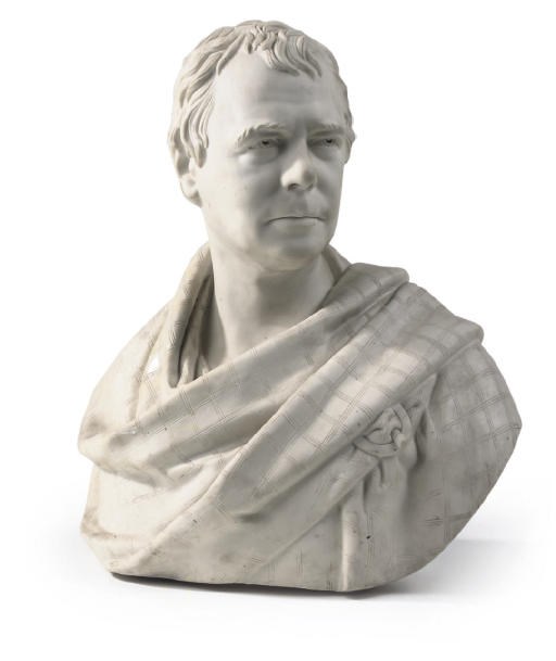 A VICTORIAN PARIAN BUST OF SIR WALTER SCOTT