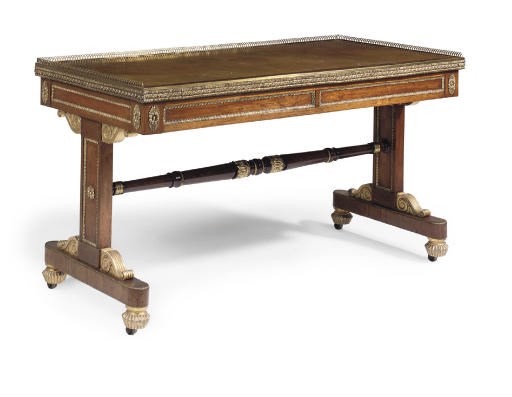 A REGENCY ORMOLU-MOUNTED ROSEWOOD WRITING TABLE