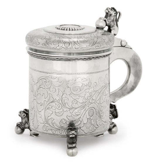 A DANISH SILVER PEG-TANKARD