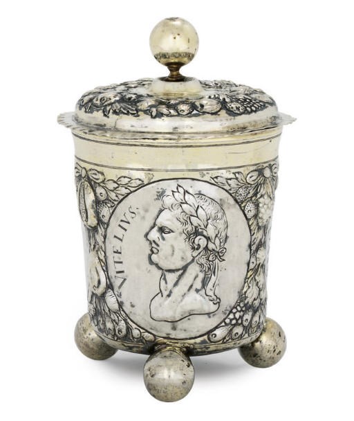 A GERMAN PARCEL-GILT SILVER BEAKER