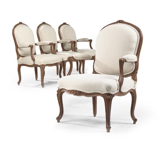 A SET OF FOUR LOUIS XV BEECHWOOD FAUTEUILS
