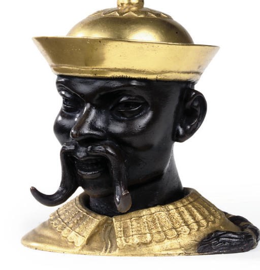 A FRENCH GILT AND PATINATED BRONZE INKWELL