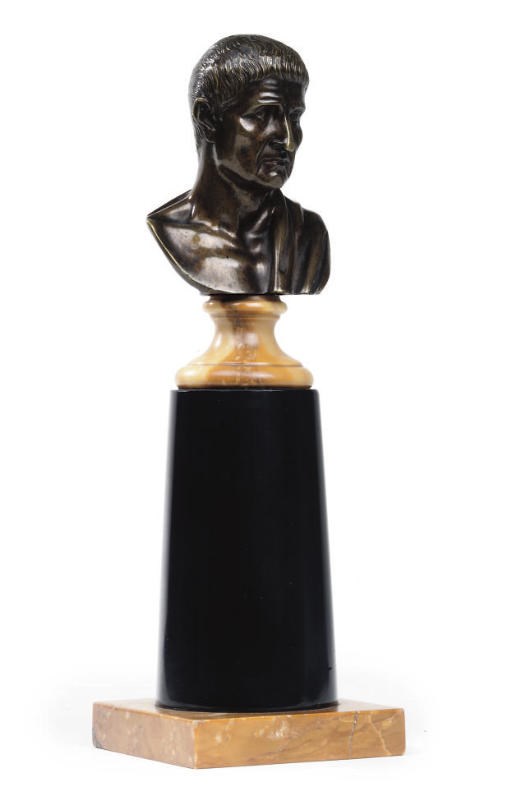 AN ITALIAN BRONZE BUST OF JULIUS CAESAR