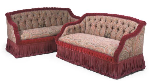 A PAIR OF SMALL SOFAS