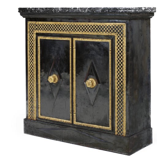 A RESTAURATION STEEL-MOUNTED AND PARCEL-GILT MEUBLE D'APPUI