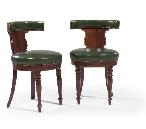 A PAIR OF CHARLES X MAHOGANY CHAISES DE BUREAU