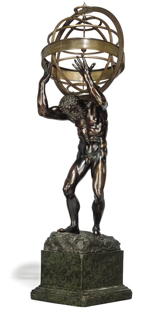 A LOUIS XIV BRONZE FIGURE OF ATLAS